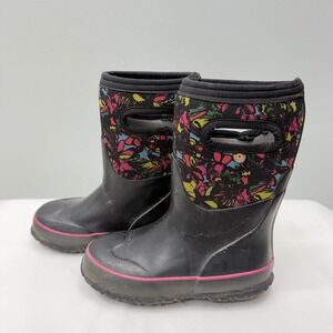 Bogs Grasp Wildflower Floral Kids Girls 12 Waterproof Winter Boots Black‎